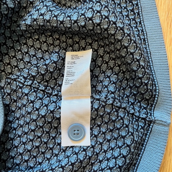 COS Blue Textured Jacquard Button Up 100% Cotton Cardigan - Picture 8 of 11